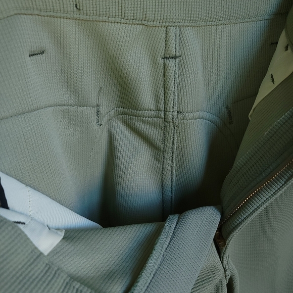 Vintage 70s High Rise Waffle Knit Flared Leg Comfy Trousers Lee Sage Green - Picture 13 of 16